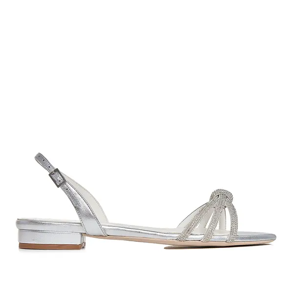 Sandale Daisy Piele Naturala, Varf Rotund, Argintii - 40 / 1 cm