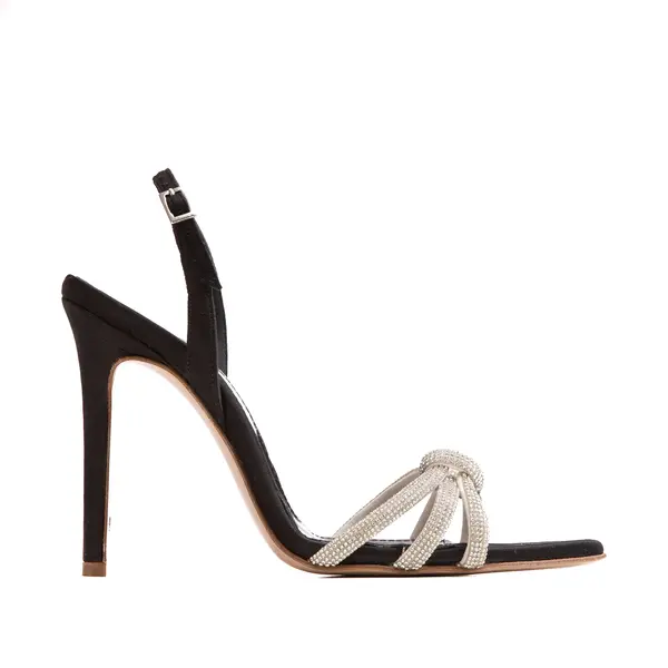 Sandale Daisy Satin, Varf Ascutit, Negru/Alb - 36 / 8 cm