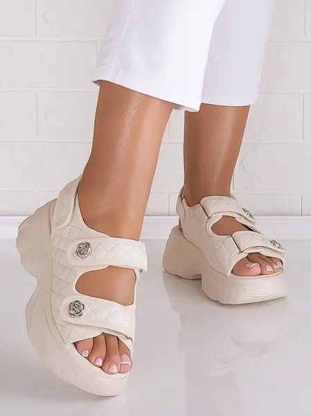 Sandale dama cu platforma Bej din Piele Ecologica Forli