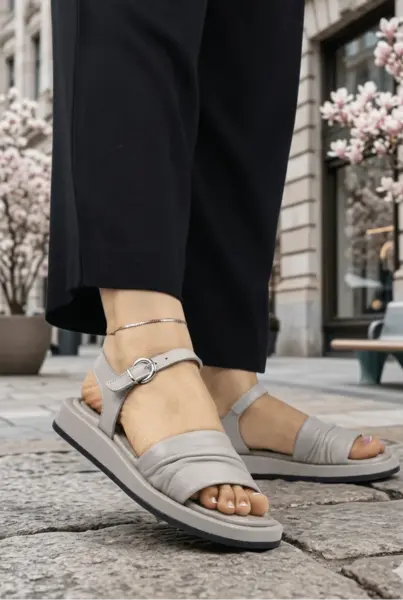 Sandale Dama din Piele Gri - IVETTE TAUPE