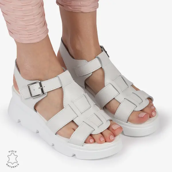 SAndale DAMA DIN PIELE NATURALA CU BARETE CRL1421 ALB