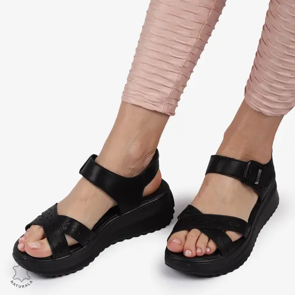 SAndale DAMA DIN PIELE NATURALA CU BARETE INCRUCISATE CRL1423 NEGRU