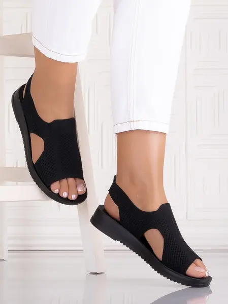 Sandale dama fara toc Negre din Textil Audora