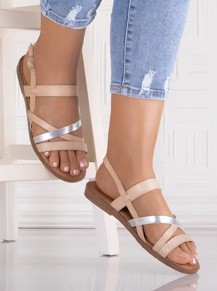 Sandale damă Kaki din piele ecologică Danion