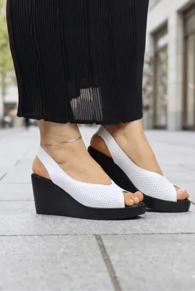 Sandale din Piele Alba cu Talpa Ortopedica - ZIFRY WHITE