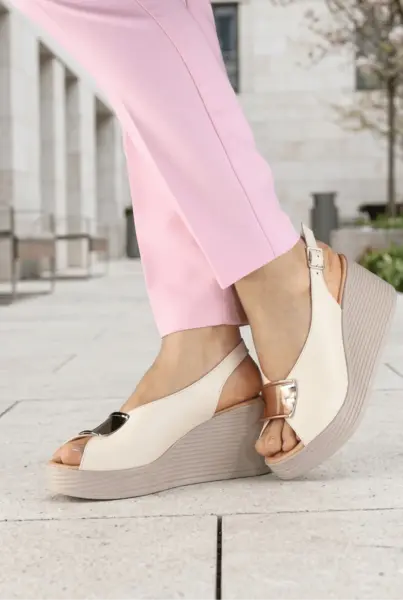 Sandale din Piele Bej cu Talpa Ortopedica - ZIFRY BEIGE