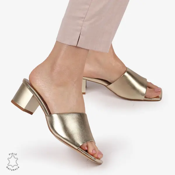SANDALE ELEGANTE DIN PIELE NATURALA SLIP-ON CRL1392 AURIU