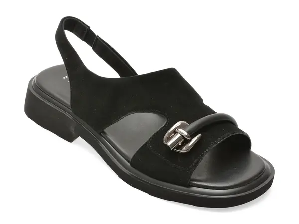 Sandale EPICA negre, 1302H28, din piele intoarsa