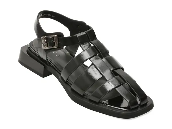 Sandale EPICA negre, A1379, din piele naturala lacuita
