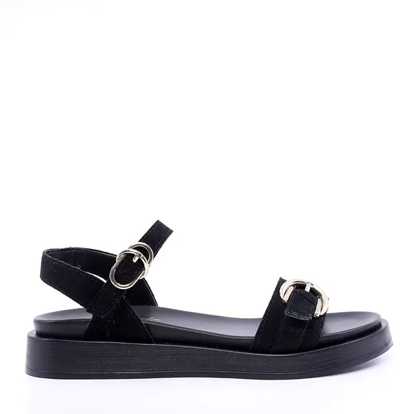 Sandale femei Benvenuti negre din piele întoarsă 681DS28151VN
