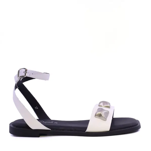Sandale femei Solo Donna albe cu accesorii deco 2541DS9111A