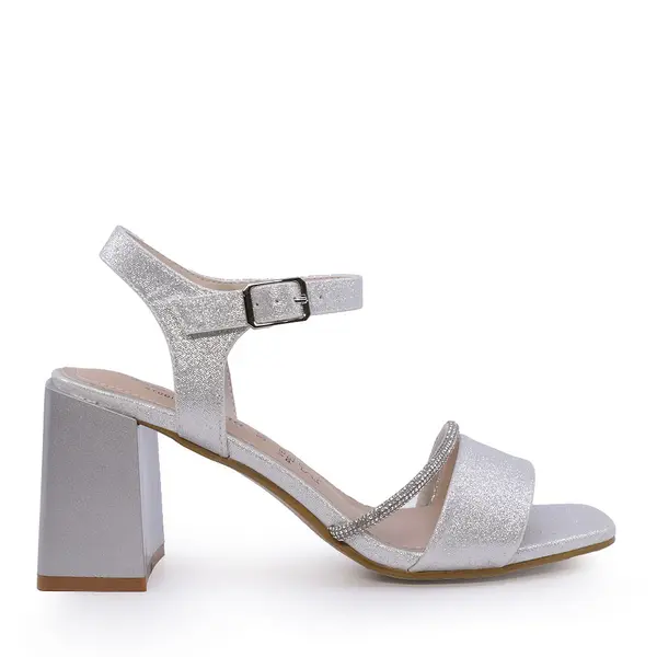 Sandale femei Solo Donna argintii cu toc mediu 1169ds1100ag