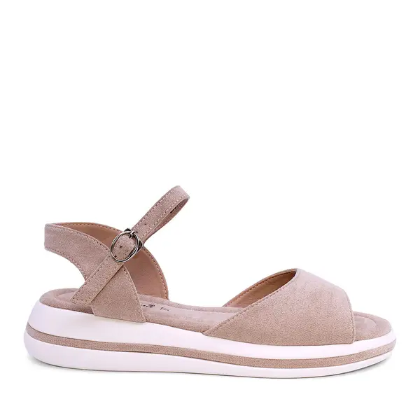 Sandale femei Solo Donna bej cu aspect de velur 2857DS8580VBE