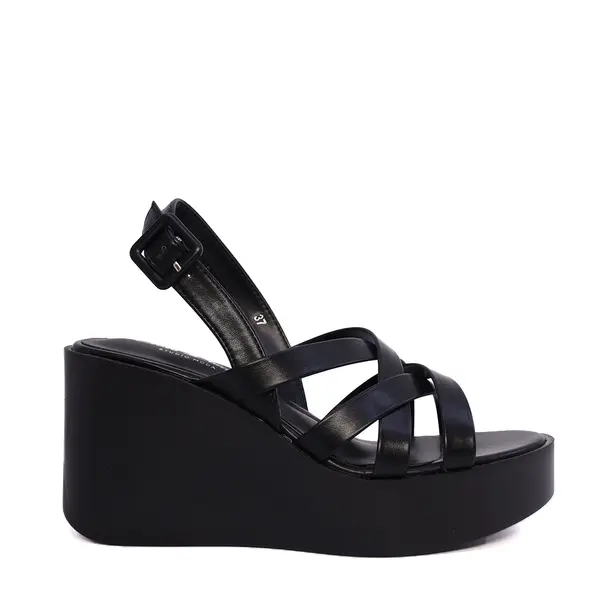 Sandale femei Solo Donna negre din sintetic cu platformă 2547DS9127N