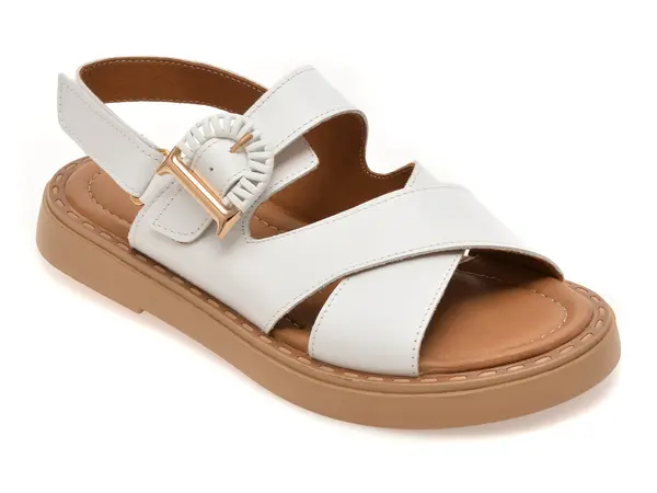 Sandale GOLD DEER albe, 22082, din piele naturala