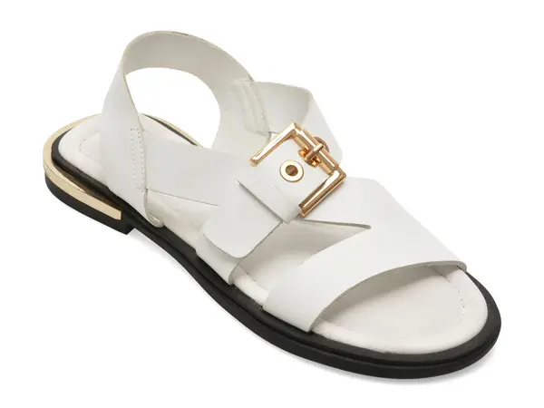 Sandale GOLD DEER albe, 458015, din piele naturala