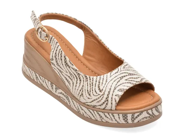 Sandale GOLD DEER bej, 22072, din piele naturala