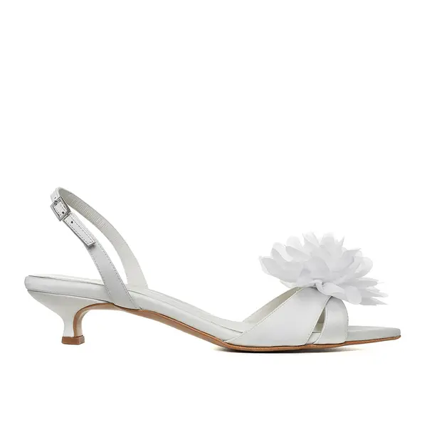 Sandale Julia Satin, Albe - Kitten Heels - 37 / 4 cm