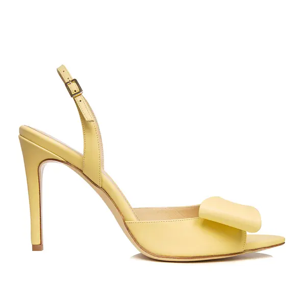 Sandale Luna Piele Naturala, Varf Ascutit, Galben-Pai - 34 / 9.5 cm