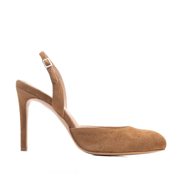 Sandale Lydia Piele Intoarsa, Maron - 40.5 / 8 cm