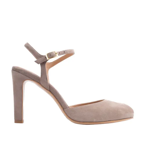 Sandale Lydia Piele Intoarsa, Nude - 35 / 8 cm