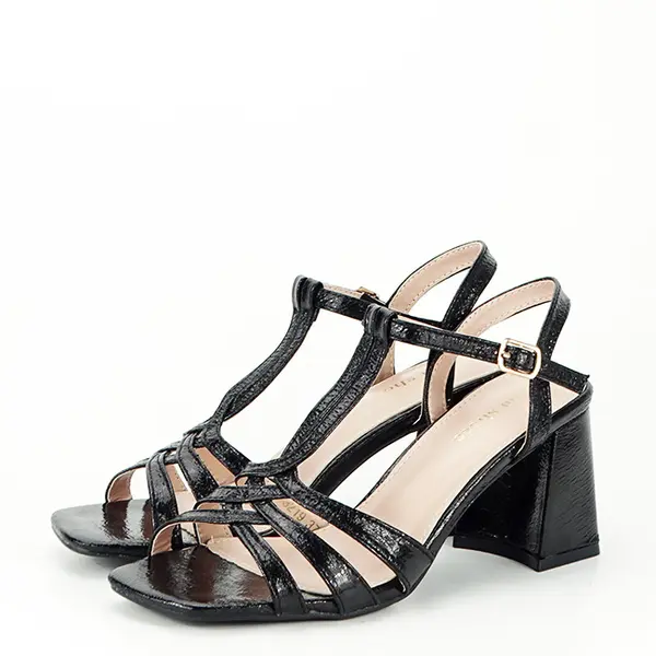 Sandale negre elegante cu toc gros 3219 130