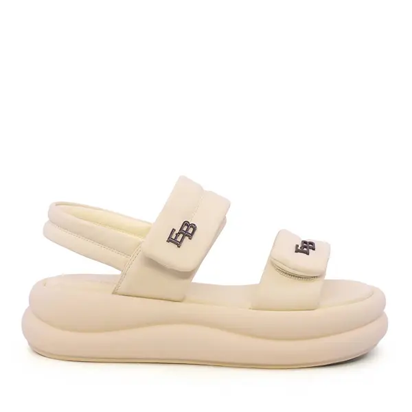 Sandale reglabile femei Enzo Bertini bej cu logo lateral 3869DS056BE