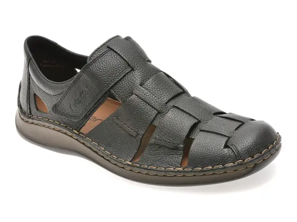Sandale RIEKER negre, 5281, din piele naturala