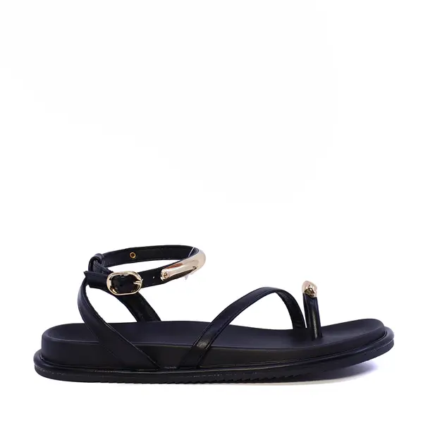 Sandale romane Benvenuti negre cu accesorii metalice 3931DS2415N