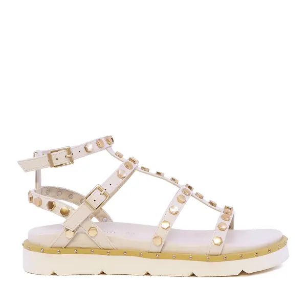 Sandale romane femei Benvenuti albe cu accesorii 3931DS2371A