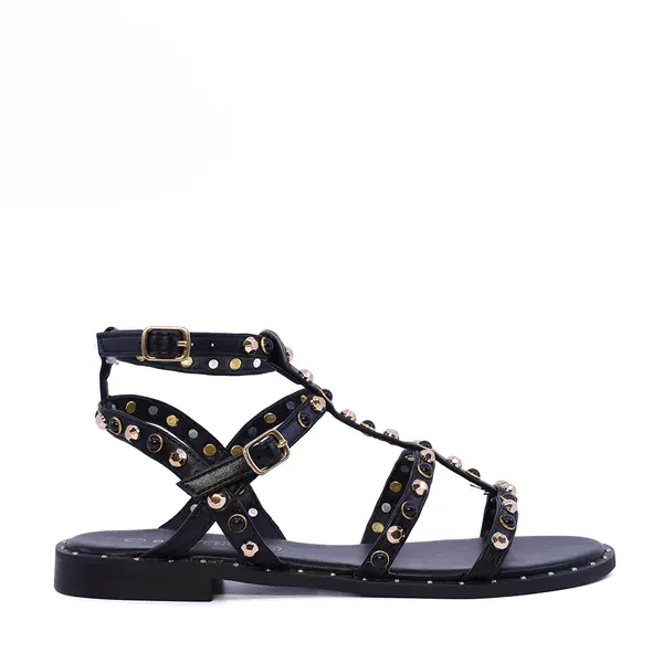 Sandale romane femei Benvenuti negre cu accesorii 3931DS2255N