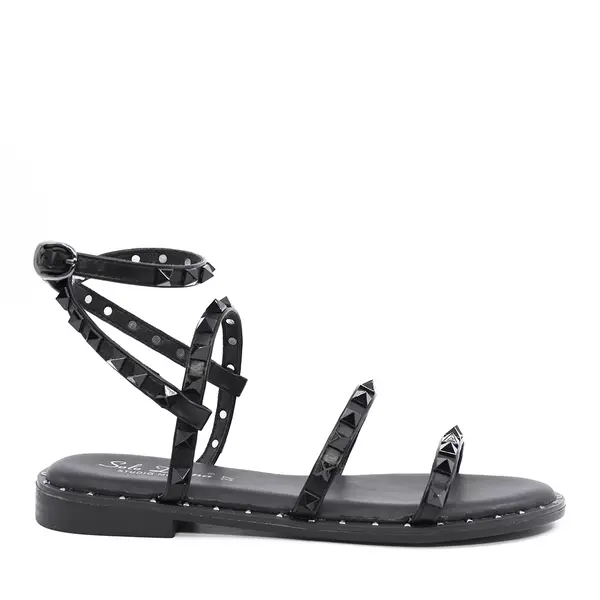 Sandale romane femei Solo Donna negre cu ținte 2549DS9475N