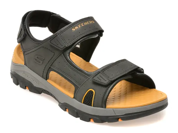 Sandale SKECHERS negre, TRESMEN, din piele ecologica