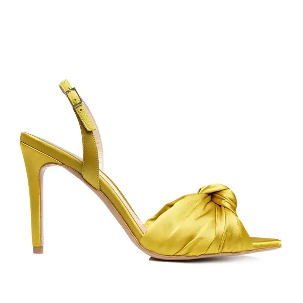 Sandale Sofia Satin, Varf Ascutit, Galben-Lime - 35 / 8 cm