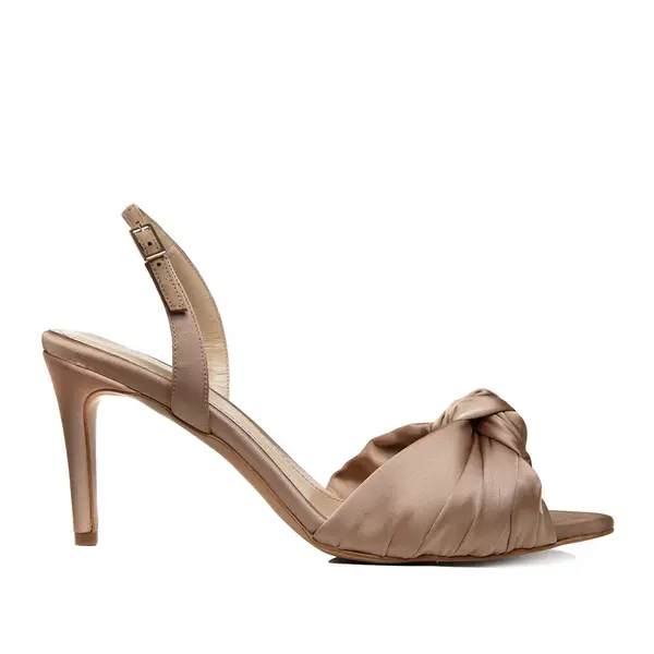 Sandale Sofia Satin, Varf Ascutit, Nude-Auriu - 41 / 8 cm