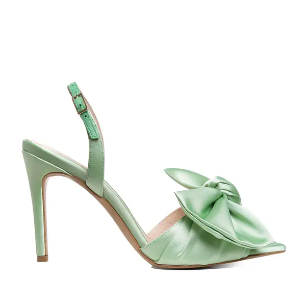 Sandale Vesa Satin, Varf Ascutit, Verde-Menta - 35 / 1 cm