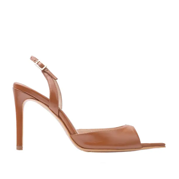 Sandale Vicky Piele Naturala, Varf Ascutit, Maron - 34 / 8 cm