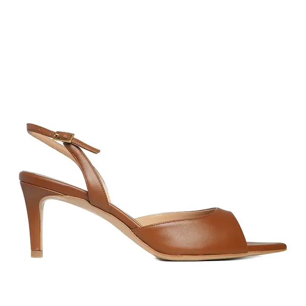 Sandale Vicky Piele Naturala, Varf Ascutit, Maron - 42 / 6.5 cm