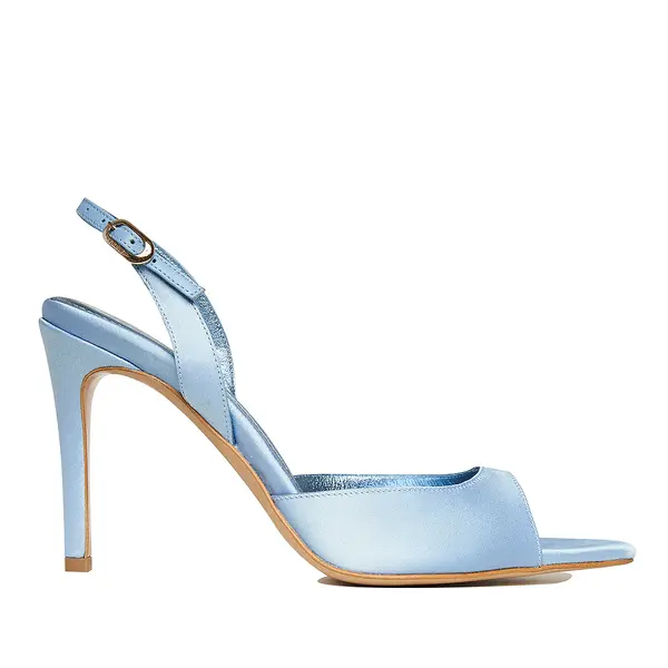 Sandale Vicky Satin, Varf Ascutit, Albastre - 36 / 8 cm