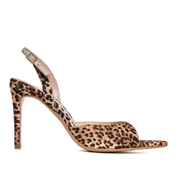 Sandale Vicky Satin, Varf Ascutit, Animal Print - 35 / 6.5 cm