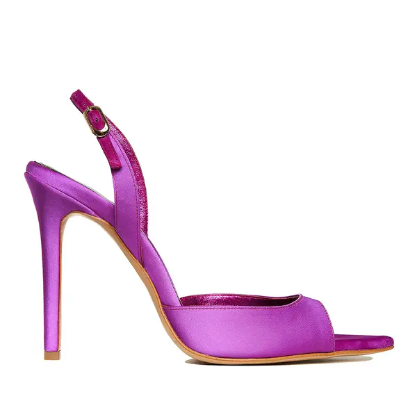 Sandale Vicky Satin, Varf Ascutit, Plum - 42 / 8 cm