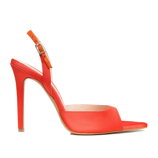 Sandale Vicky Satin, Varf Ascutit, Portocaliu - 42 / 9.5 cm