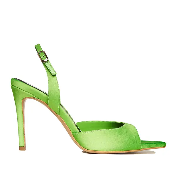 Sandale Vicky Satin, Varf Ascutit, Verzi - 35 / 8 cm