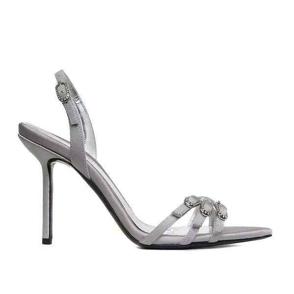 Sandale Yvy Satin, Gri-Argintiu - Premium Collection - 35 / 10 cm