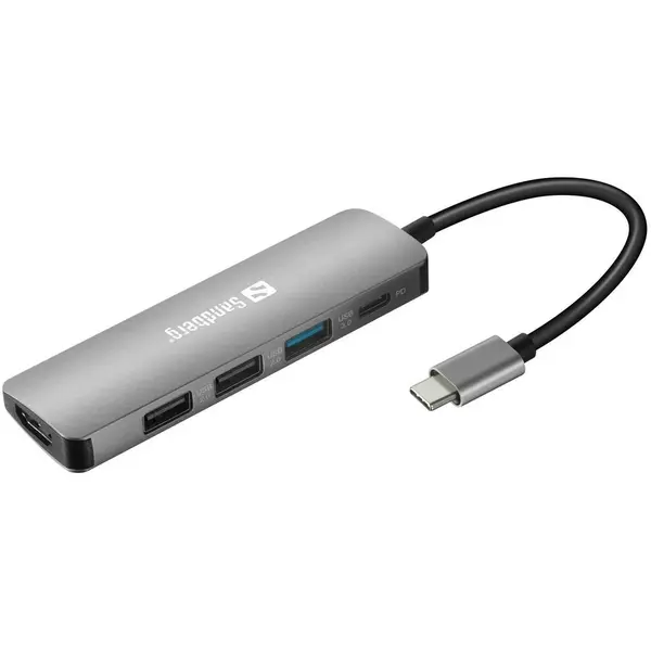 SANDBERG Statie de andocare Sandberg 136-32 USB-C HDMI+3xUSB+PD, 100W, Gri