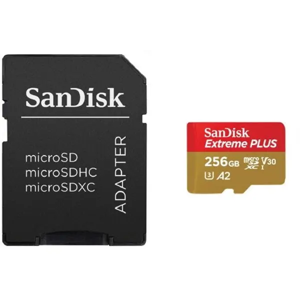 Sandisk Card de memorie SanDisk Extreme Plus, MicroSDXC, 256 GB, UHS-I U3, Clasa 10, V30 + Adaptor SD
