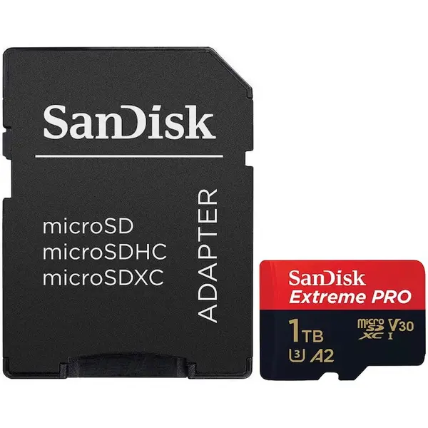 Sandisk Card de memorie SanDisk Extreme PRO microSDXC 1TB, pana la 200MB/s,140MB/s Read/Write speeds A2 C10 V30 UHS-I U3, SD Adapter