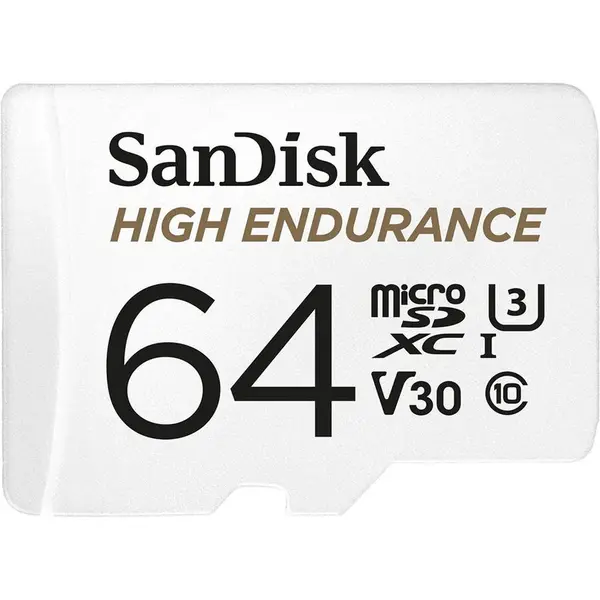 Sandisk Card de memorie Sandisk High Endurance Video microSDHC, 64 GB, Clasa 10, U3, Adaptor microSD