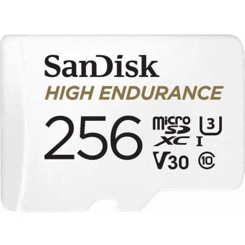 Sandisk Memory Card microSDXC SanDisk by WD High Endurance 256 GB, Class 10, UHS-I U3, V30 + Adaptor SD