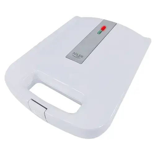 Sandwich-maker Adler AD 3055w, 2000 W, 4 sandwich-uri, placi antiaderente, maner izolat termic (Alb)